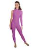 Solid Lycra One Sleeve TNeck Zipper Back Unitard