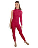 Solid Lycra One Sleeve TNeck Zipper Back Unitard