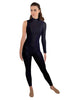 Solid Lycra One Sleeve TNeck Zipper Back Unitard