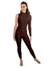 Solid Lycra One Sleeve TNeck Zipper Back Unitard