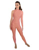 Solid Lycra One Sleeve TNeck Zipper Back Unitard