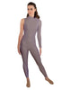 Solid Lycra One Sleeve TNeck Zipper Back Unitard