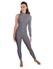 Solid Lycra One Sleeve TNeck Zipper Back Unitard