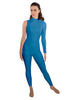 Solid Lycra One Sleeve TNeck Zipper Back Unitard