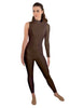 Solid Lycra One Sleeve TNeck Zipper Back Unitard