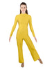 Solid Lycra LS TNeck Zipper Back Unitard with Straight Leg - Ladies Fit