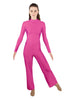 Solid Lycra LS TNeck Zipper Back Unitard with Straight Leg - Ladies Fit