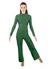 Solid Lycra LS TNeck Zipper Back Unitard with Straight Leg - Ladies Fit
