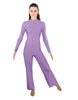 Solid Lycra LS TNeck Zipper Back Unitard with Straight Leg - Ladies Fit