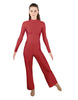 Solid Lycra LS TNeck Zipper Back Unitard with Straight Leg - Ladies Fit