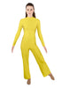 Solid Lycra LS TNeck Zipper Back Unitard with Straight Leg - Ladies Fit