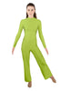 Solid Lycra LS TNeck Zipper Back Unitard with Straight Leg - Ladies Fit