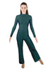 Solid Lycra LS TNeck Zipper Back Unitard with Straight Leg - Ladies Fit