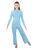 Solid Lycra LS TNeck Zipper Back Unitard with Straight Leg - Ladies Fit
