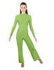 Solid Lycra LS TNeck Zipper Back Unitard with Straight Leg - Ladies Fit