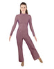 Solid Lycra LS TNeck Zipper Back Unitard with Straight Leg - Ladies Fit