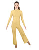 Solid Lycra LS TNeck Zipper Back Unitard with Straight Leg - Ladies Fit