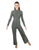 Solid Lycra LS TNeck Zipper Back Unitard with Straight Leg - Ladies Fit