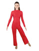 Solid Lycra LS TNeck Zipper Back Unitard with Straight Leg - Ladies Fit