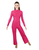Solid Lycra LS TNeck Zipper Back Unitard with Straight Leg - Ladies Fit