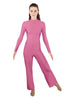 Solid Lycra LS TNeck Zipper Back Unitard with Straight Leg - Ladies Fit