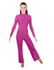 Solid Lycra LS TNeck Zipper Back Unitard with Straight Leg - Ladies Fit