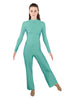 Solid Lycra LS TNeck Zipper Back Unitard with Straight Leg - Ladies Fit