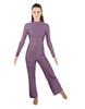 Solid Lycra LS TNeck Zipper Back Unitard with Straight Leg - Ladies Fit