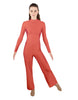 Solid Lycra LS TNeck Zipper Back Unitard with Straight Leg - Ladies Fit