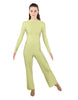 Solid Lycra LS TNeck Zipper Back Unitard with Straight Leg - Ladies Fit