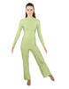 Solid Lycra LS TNeck Zipper Back Unitard with Straight Leg - Ladies Fit