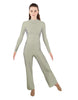 Solid Lycra LS TNeck Zipper Back Unitard with Straight Leg - Ladies Fit