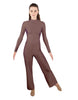 Solid Lycra LS TNeck Zipper Back Unitard with Straight Leg - Ladies Fit