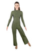 Solid Lycra LS TNeck Zipper Back Unitard with Straight Leg - Ladies Fit