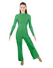 Solid Lycra LS TNeck Zipper Back Unitard with Straight Leg - Ladies Fit