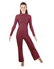 Solid Lycra LS TNeck Zipper Back Unitard with Straight Leg - Ladies Fit