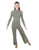 Solid Lycra LS TNeck Zipper Back Unitard with Straight Leg - Ladies Fit