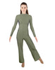 Solid Lycra LS TNeck Zipper Back Unitard with Straight Leg - Ladies Fit