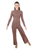 Solid Lycra LS TNeck Zipper Back Unitard with Straight Leg - Ladies Fit