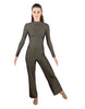 Solid Lycra LS TNeck Zipper Back Unitard with Straight Leg - Ladies Fit