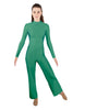 Solid Lycra LS TNeck Zipper Back Unitard with Straight Leg - Ladies Fit