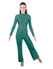 Solid Lycra LS TNeck Zipper Back Unitard with Straight Leg - Ladies Fit