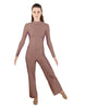 Solid Lycra LS TNeck Zipper Back Unitard with Straight Leg - Ladies Fit