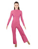 Solid Lycra LS TNeck Zipper Back Unitard with Straight Leg - Ladies Fit