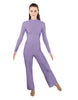Solid Lycra LS TNeck Zipper Back Unitard with Straight Leg - Ladies Fit