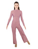 Solid Lycra LS TNeck Zipper Back Unitard with Straight Leg - Ladies Fit
