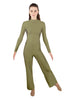 Solid Lycra LS TNeck Zipper Back Unitard with Straight Leg - Ladies Fit