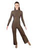 Solid Lycra LS TNeck Zipper Back Unitard with Straight Leg - Ladies Fit