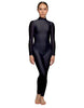 Solid Lycra LS Tneck Open Back Unitard