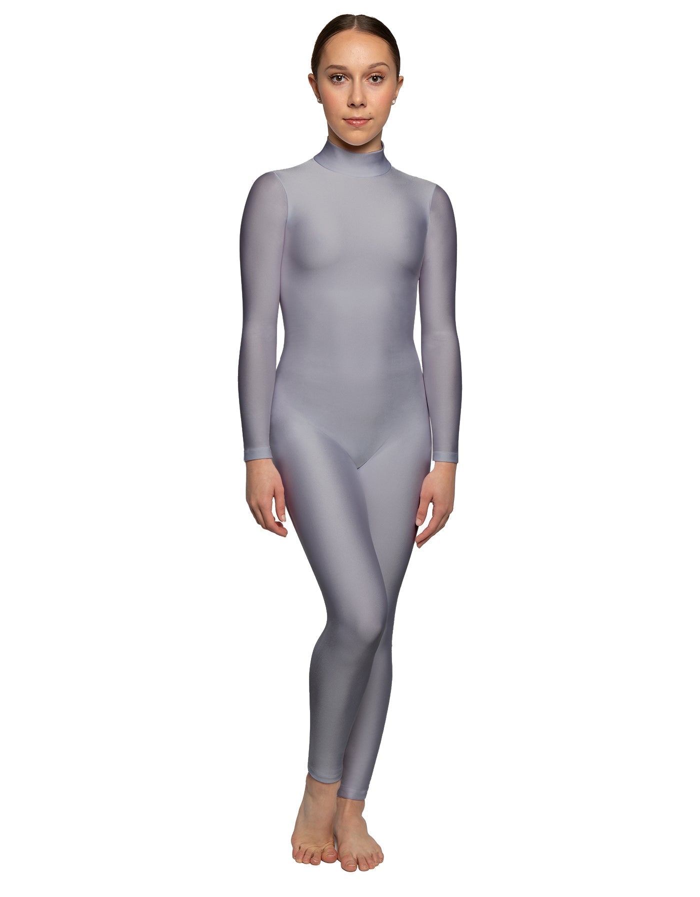 Solid Lycra LS Tneck Open Back Unitard